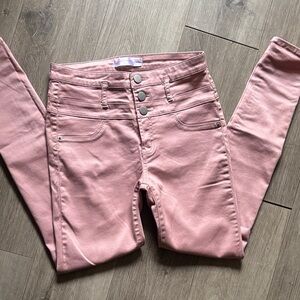 No Boundaries Women's High Rise Pink Jeans